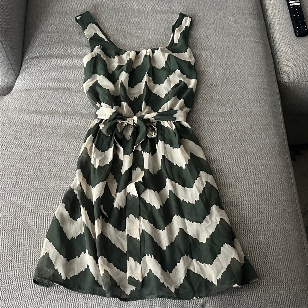Lily Rose Forest Green and Cream Mini Dress